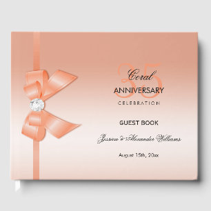 Coral Bow & Ribbon 35th Wedding Jubileum Gastenboek