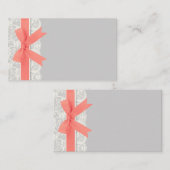 Coral Bow sur la dentelle d'ivoire et la carte Gra (Devant / Derrière)