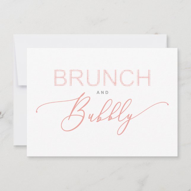 Coral Brunch  Bubbly Bridal Shower Typography (Voorkant)