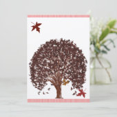 Coral Burgundy Red Tree Weddenschap Kaart (Staand voorkant)