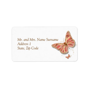 Coral butterfly thema bruiloft etiket
