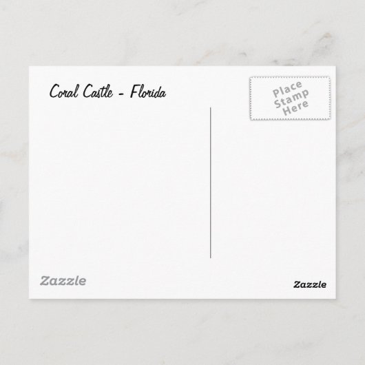 Coral Castle Briefkaart (Achterkant)