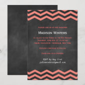 Coral & Chalkboard Chevron Bat Mitzvah Kaart (Voorkant / Achterkant)