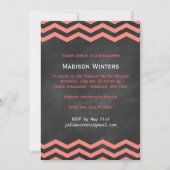 Coral & Chalkboard Chevron Invitation Bat mitzvah (Devant)