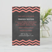 Coral & Chalkboard Chevron Invitation Bat mitzvah (Debout devant)