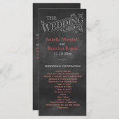 Coral Chalkboard Wedding Program Programma (Voorkant / Achterkant)