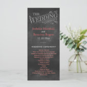 Coral Chalkboard Wedding Program Programma (Staand voorkant)