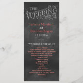Coral Chalkboard Wedding Program Programma (Voorkant)