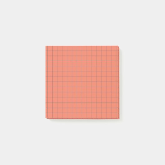 Coral Checkered Pattern Schattigee gridkantoorbeno Post-it® Notes (Voorkant)