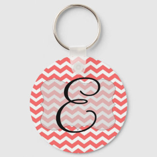 Coral Chevron Initiaal Keyring Sleutelhanger