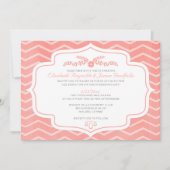Coral Chevron Invitations de mariage (Devant)
