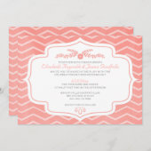 Coral Chevron Invitations de mariage (Devant / Derrière)