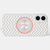 Coral Chevron Monogram daar Case-Mate iPhone Case (Achterkant (horizontaal))