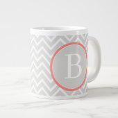 Coral Chevron Monogram Extra Grote Beker (Voorkant rechts)