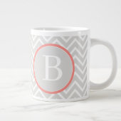 Coral Chevron Monogram Extra Grote Beker (Rechts)