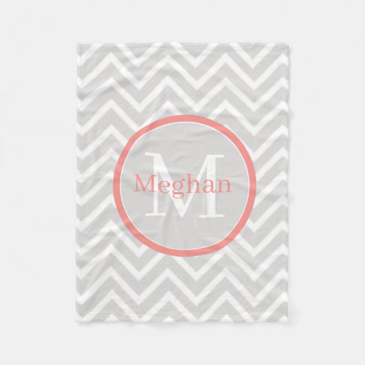 Coral Chevron Monogram Fleece Deken (Voorkant)