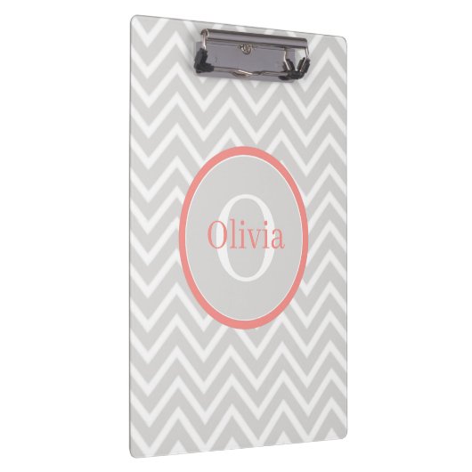 Coral Chevron Monogram Klembord (Rechts)