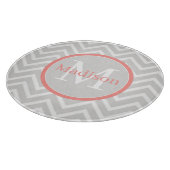Coral Chevron Monogram Snijplank (Hoek)
