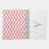 Coral Chevron Monogram Theedoek (Horizontaal)