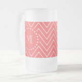 Coral Chevron Pattern | Koraalmonogram Matglas Bierpul (Voorkant links)