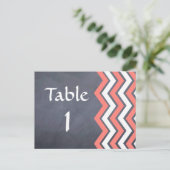 Coral Chevron Tafel Kaarten (Staand voorkant)