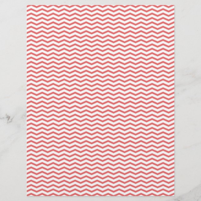 Coral Chevron/Zig Zag Scrapbook Paper (Voorkant)