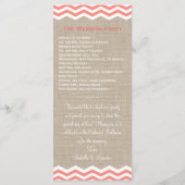 Coral Chevrons op Burlap Wedding Program Programma (Achterkant)