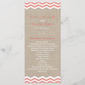Coral Chevrons op Burlap Wedding Program Programma (Voorkant)