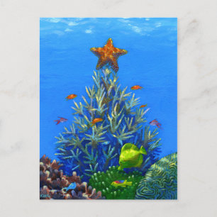 Coral Christmas Tree briefkaart