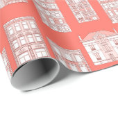 Coral City House Pattern Cadeaupapier (Rol Hoek)