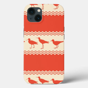 Coral Coastal Sandpiper Bird Stripes iPhone 13 Hoesje