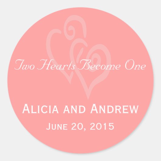 Coral Coeurs rose Mariage Favoriser Stickers (Devant)
