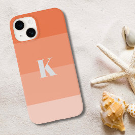 Coral Color Blocks Aangepaste Monogram Initiaal Case-Mate iPhone 14 Hoesje