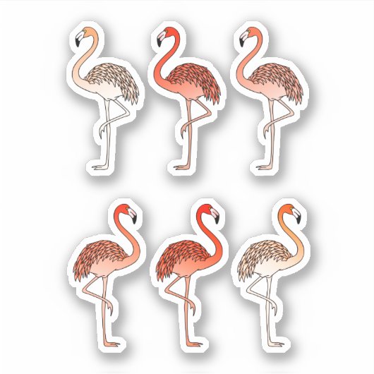 Coral Color Flamingos Sticker (Voorkant)