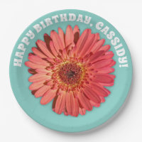 Coral Colored Gerbera Daisy Photo Mint Green