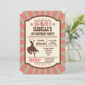 Coral Cowboy Rodeo Anniversaire Fête Invitation (Debout devant)