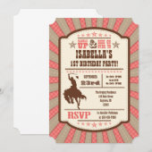 Coral Cowboy Rodeo Anniversaire Fête Invitation (Devant / Derrière)