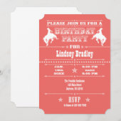 Coral Cowboy Rodeo Anniversaire Fête Invitation (Devant / Derrière)