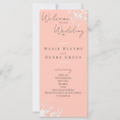 Coral & Crème Filigree Élégant programme de mariag (Devant)