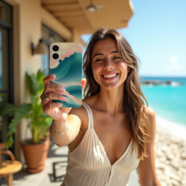 Coral Crest Fluid Abstract Coastal iPhone 16 Hoesje