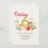Coral Daisies Uitnodiging (Voorkant / Achterkant)