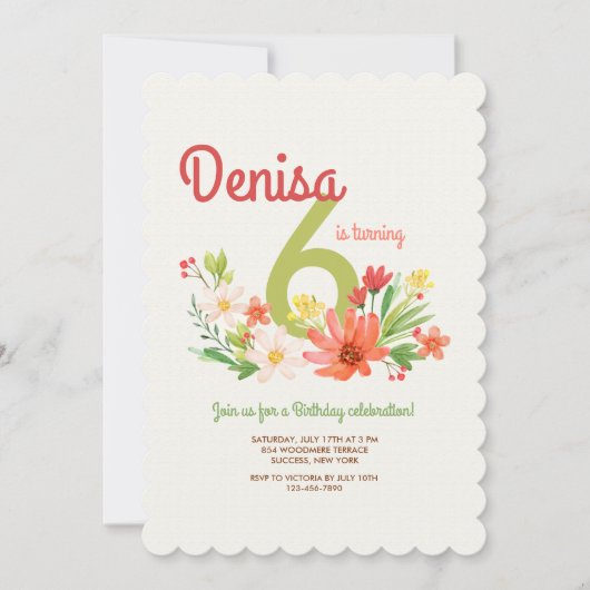 Coral Daisies Uitnodiging (Voorkant)