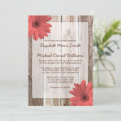 Coral Daisy Rustic Grange Faire-part de mariage en (Debout devant)