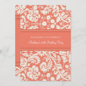 Coral Damask 85e anniversaire Invitations (Devant / Derrière)