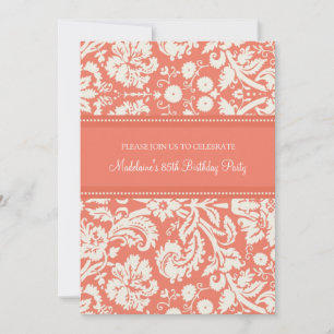 Coral Damask 85e anniversaire Invitations
