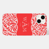 Coral Damask Custom Monogrammen Monogrammen Hoesje (Achterkant (horizontaal))