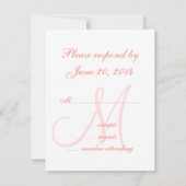 Coral Damask Monogram Namen RSVP Reply Cards (Achterkant)
