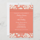 Coral Damask Photo 70th Birthday Party Invitations (Dos)