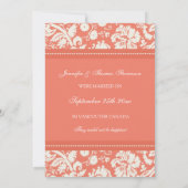 Coral Damask Photo Elopement Cartes Faire-part (Dos)