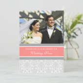 Coral Damask Photo Invitations Renouvellement de V (Debout devant)